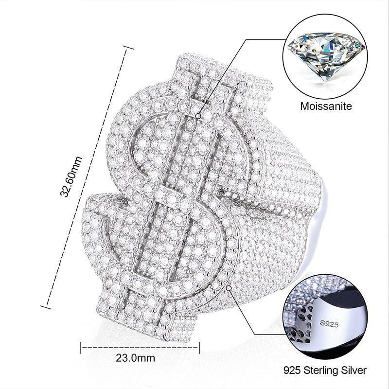 Trendy Iced Dollar Ring