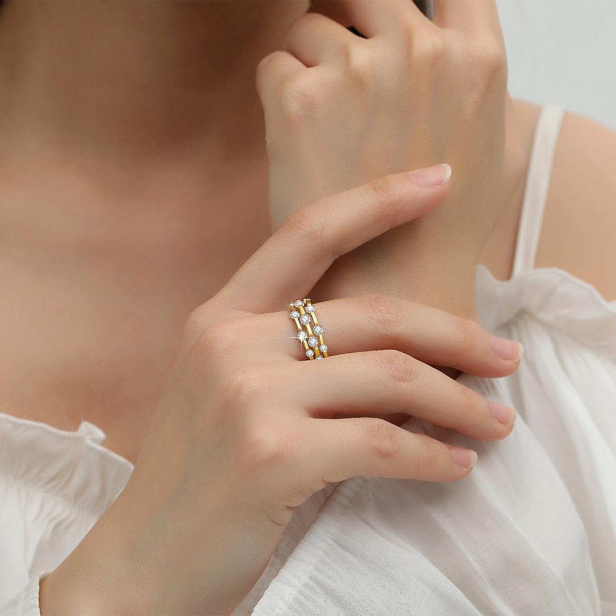 Triple Pave Line Ring